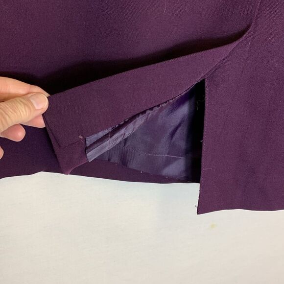 Plum Burgundy Wool Gabardine Lined Pencil Skirt Size 10P - Picture 7 of 14